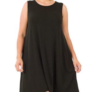 🌊SLEEVELESS FLARED DRESS WITH SIDE POCKETS